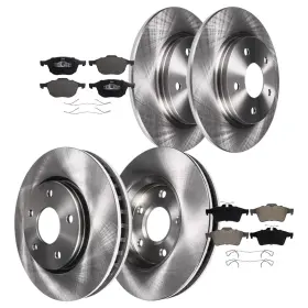 10ae2300098 Aeflox Front And Rear Disc Rotors Ceramic Brake Pads Kit For Mazda 5 2006-2015