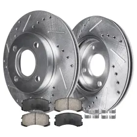 6ae1500419 Aeflox Front Drilled Brake Rotors Ceramic Pads For Mitsubishi Lancer 2002-2007