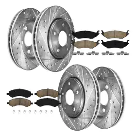 8ae3200005 Aeflox Front And Rear Drilled Rotors Brake Pads For 2007-2023 Ram Dodge Chrysler