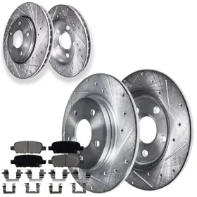 Ae-10ae1300277 Aeflox For 2002 - 2006 Nissan Altima Front Rear Drilled Rotors Ceramic Brake Pad Set