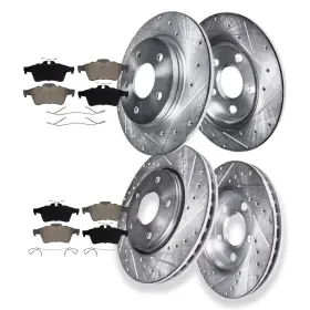 Ae-10ae2200227 Aeflox Front Rear Drilled Brake Rotors Ceramic Pads For 2012 - 2018 Ford Focus