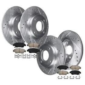 Ae-10ae250045 Aeflox 262mm Front 239mm Rear Drilled Rotors Brake Pads For Honda Civic Del Sol Vtec
