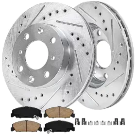 Ae-31029 Aeflox Front Drilled Slotted Rotors And Brake Pads For Honda Civic Del Sol Crx