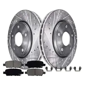 Ae-31387bk Aeflox 308mm Rear Drilled Rotors Brake Pads For Nissan 350z 370z Infiniti G35 G37 M35