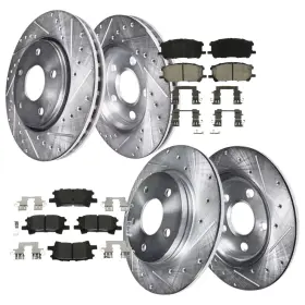 Ae-31392 Aeflox Front Rear Drilled Rotor Brake Pads For Highlander Rx330 Rx400h Rx350 04-2009