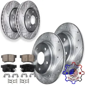 Ae-4512775ae112 Aeflox Awd Front Rear Drilled Rotors And Ceramic Brake Pads For Acura Rdx Honda Cr-v
