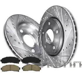 Ae-4ae220000 Aeflox Front Drilled Brake Rotors Pads For 2002-2007 Equinox Torrent Vue