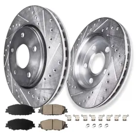 Ae-4ae531279 Aeflox Front Drilled Disc Brake Rotors Pads Kit For Toyota Corolla Prius Prime