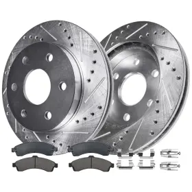 Ae-6ae1200629 Aeflox 325mm Front Drilled Brake Rotors Ceramic Pads For 2002-05 Trailblazer Ext Xl Ssr