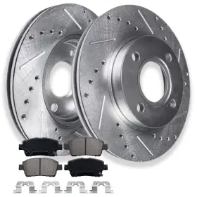 Ae-6ae2300037 Aeflox Front Drilled Disc Brake Rotors Ceramic Pads For 2004-2006 Scion Xa/xb