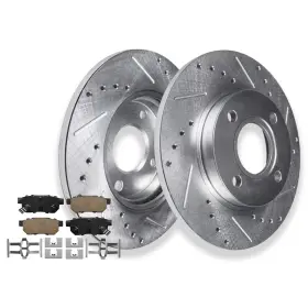 Ae-6ae250046 Aeflox Rear Drilled Rotors Brake Pads For Honda Civic Del Sol Crx Prelude Acura Integra