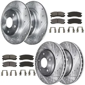 Ae-8ae2300033 Aeflox Front Rear Drilled Rotors Ceramic Brake Pads For Sebring Avenger Eclipse Talon