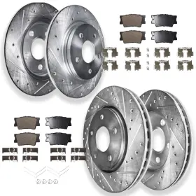 Ae-8ae3200034 Aeflox Front Rear Drilled Rotors Brake Pads For 2008-11 Toyota Camry Avalon Lexus Es350