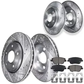 Ae-91001308 Aeflox Front Rear Drilled Rotors Ceramic Brake Pads Kit For Kia Optima Hyundai Sonata