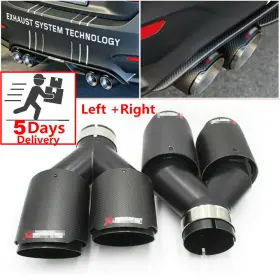 Aqj 389952315081 2pcs Akrapovic Real Carbon Fiber Car Exhaust Tip Dual End Pipes Id 2.5 Inch Od 3.5