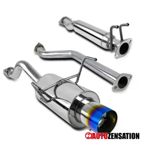 Autozensation 684758616869 Fit 2002-2006 Acura Rsx Base S/s Burnt Tip Catback Muffler System Kit