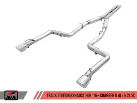 3015-32112 Awe Tuning Track Edition Exhaust Chrome Silver Tips For 2015 Dodge Charger 6.4l/6.2l