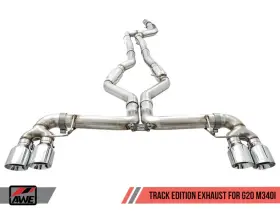 3020-42078 Awe Tuning Track Edition Exhaust Quad Chrome Silver Tips For 2019 Bmw M340i G20