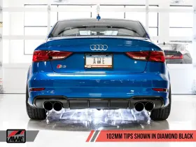 3025-43072 Awe Tuning Switchpath Exhaust With 102mm Diamond Black Tips For Audi 8v S3 2.0l