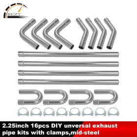 Bezt Bezt01-diy-225s16p 16pcs 2.25 Inch Diy Universal Mild Steel Custom Mandrel Exhaust Pipe Bend Kit &clamp