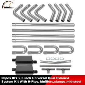 Bezt01-diy-25-m26p Bezt Diy 2.5 Inch Universal Custom Exhaust Tubing Mandrel Bend Pipe Straight And U-bend Kit