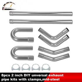 Bezt Bezt01-diy-2s8p 8pcs 2 Inch Diy Universal Mild Steel Custom Mandrel Exhaust Pipe Bend Kit With Clamps