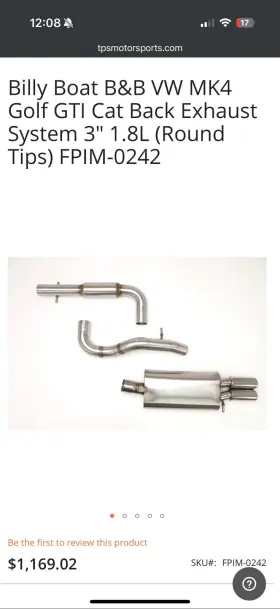 Fpim-0242 Billy Boat Exhaust Cat Back System Kit Fits Mk4 Vw Golf / Gti