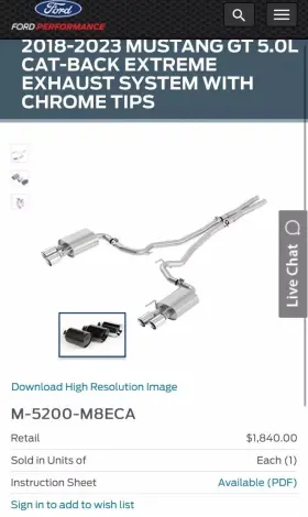 M5200-m8 Borla Ford Preformance Atak Extreme Exhaust S550/s650