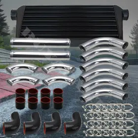 Pk-12p30ch Buyaparts Pk-12p30ch/br Ic-002bk Universal 3 Inch 12pc Chrome Pipes Black Couplers Front Mount Intercooler Kit