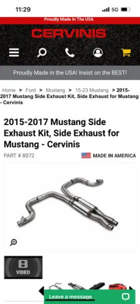 8072 Cervinis Mustang Side Exhaust Kit For - 2015-2017