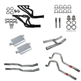 Exk2csf Cj Classics Dual Exhaust Kit 2.25 Inch With Street Max Mufflers/ Flowtech Headers Mustang 289