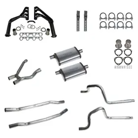 Exk2dsm Cj Classics Dual Exhaust Kit 2 Inch With Black Tri-y Headers/ Street Max Mufflers Mustang 289