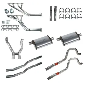Exk2gsm Cj Classics Dual Exhaust Kit 2.25 Inch With Ceramic Tri-y Headers/ Street Max Mufflers Mustan