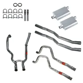 Exk3bsf Cj Classics Dual Exhaust Kit 2-1/4 Inch With Street Flow Mufflers For Mustang 351w Engine 1969-