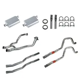 Exk3csf Cj Classics Dual Exhaust Kit 2-1/4 Inch With Street Flow Mufflers For Mustang 351c 4v Engine 19