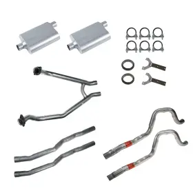 Exk3fsf Cj Classics Dual Exhaust Kit 2-1/4 Inch With Street Flow Mufflers For Mustang 351c 4v Engine 71-73