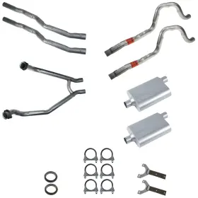 Exk3jsf Cj Classics Dual Exhaust Kit 2-1/4 Inch With Street Flow Mufflers For Mustang 351c 2v Engine 19