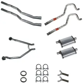 Exk3jsm Cj Classics Dual Exhaust Kit 2-1/4 Inch With Street Max Mufflers Mustang 351c 2v Engine 1971-1973