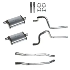 Exk3psm Cj Classics Dual Exhaust System 2 Inch With Street Max Mufflers Without H-pipe Mustang 1965-1970
