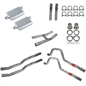 Exk7ksf Cj Classics Dual Exhaust Kit 2.25 Inch With Street Flow Mufflers/ Fits Long Tube Headers Must