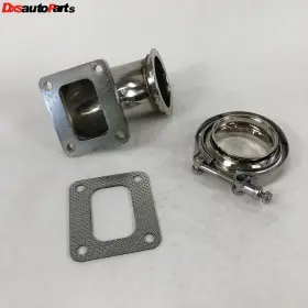 T4-vb300 E-motor Gk T4-4 Clvk 300ms T4 4-bolt To 3 Inch V-band Turbo Charger Flange Adapter Kit 90 Degree Gasket Clamp
