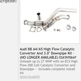 3970647 Ecs Tuning Es#3970647 Audi B8 B8.5 A4/a5 High Flow Cat
