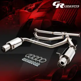 6836 Edelbrock 4 Inch Dual Muffler Tip Catback Racing Exhuast System For 07-08 Tiburon 2.7l V6 Gk
