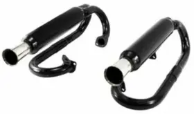 00-3376-0 Empi 3376 Black Buggy Dual Exhaust System Fits Vw Baja Bug Manx Sand Rail