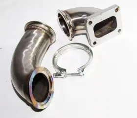 300ms-36 Emusa 644558194882 2pc 90 Degree Ss Elbow Adapter Pipe 3 Inch Id 3.7 Od V-band To Vertical T4 Flange