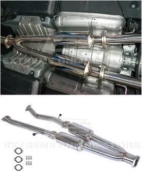 Cpe-ext-mp021 Extreme Online Store 2.5 Inch T304 Stainless Steel Resonated Mid Pipe Kit For 17-up Infiniti Q50 2wd