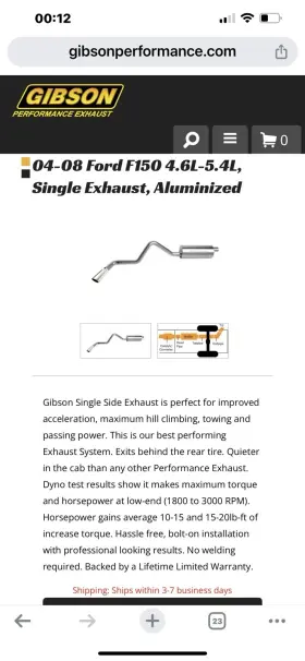 319618 Gibson Performance Exhaust 04-08 Ford F150 4.6l-5.4l Single Aluminized P/n