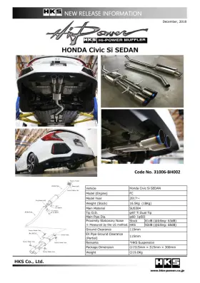 31006-bh002 Hks Exhaust - Hi-power