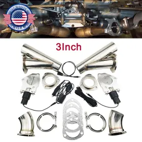 0301811 Jonjea 3 Inch Dual Electric Exhaust Cut Back Kit Y Pipe Shut-off Control Valve With Switch