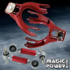 Rck-hc8800-rd Magicpowerusa Fck-hc9295-rd Red Front Rear Rdt Adjustable Camber Kit Honda Civic Del Sol 1993-1997 Eg